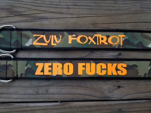 2" wide ZERO FUCKS / ZULU FOXTROT Dog Collar